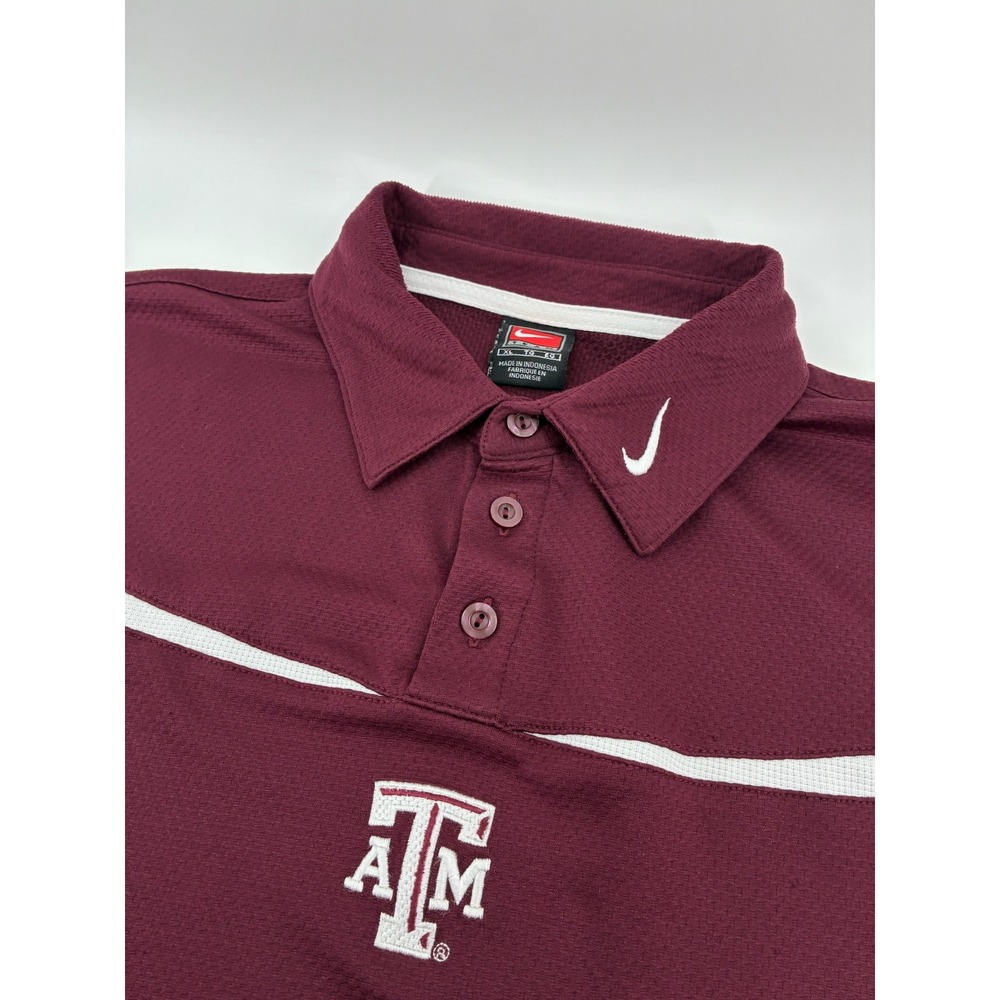 Y2K Nike Team Texas A&M Aggies Polo Shirt XL Maroon Short Sleeve F6BID 14063X